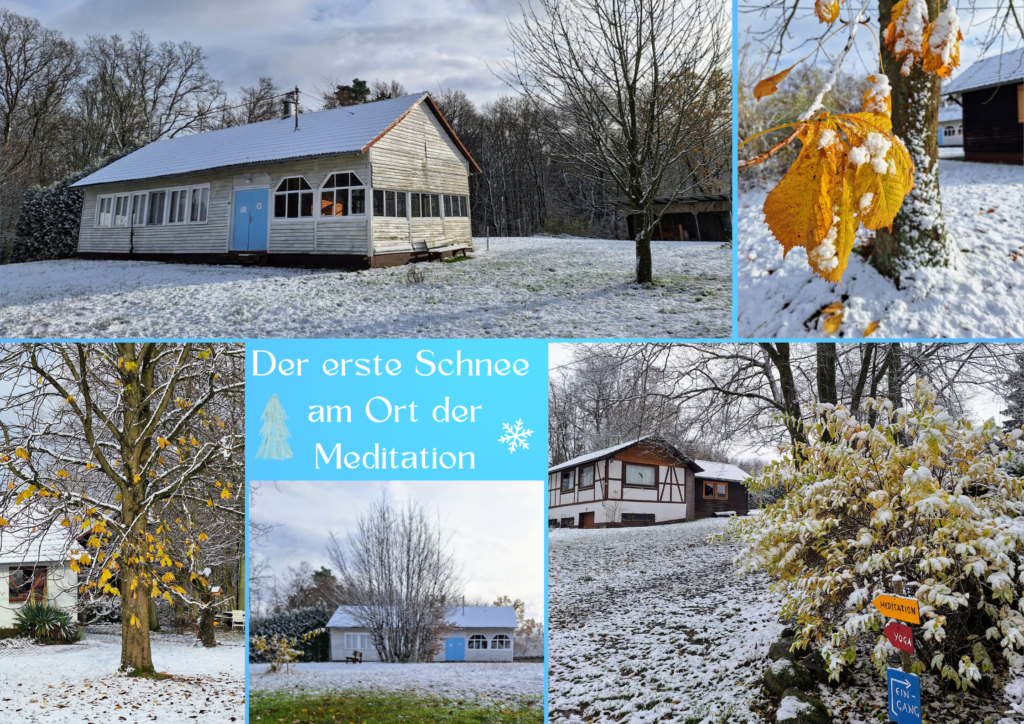 Schnee am Ort der Meditation in Bad Soden-Salmünster